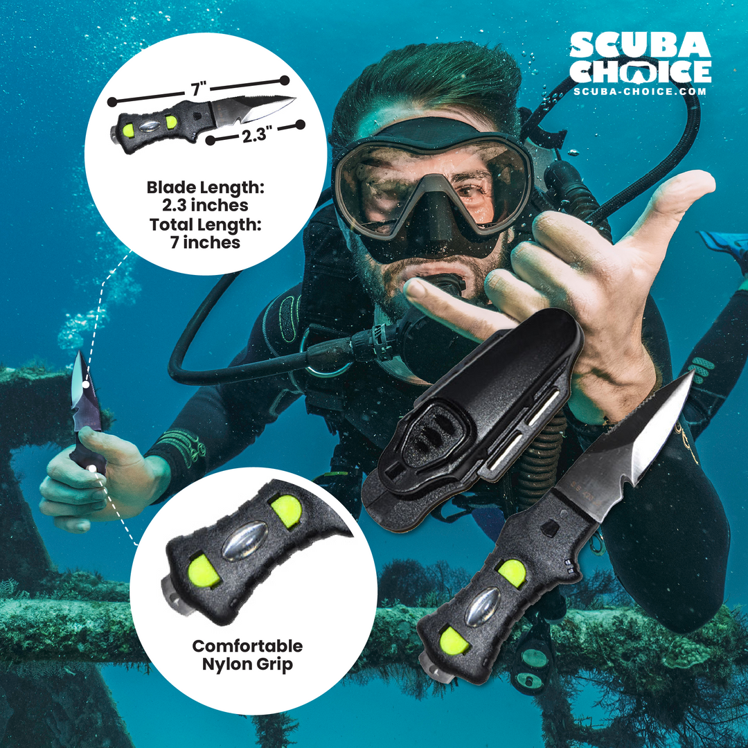 Scuba Diving Compact Black Stainless Steel Point Tip BCD Knife