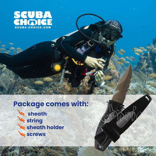 Scuba Diving Low Volume Free Dive Spearfishing 7.5" Stainless Point-Tip Knife - Scuba Choice