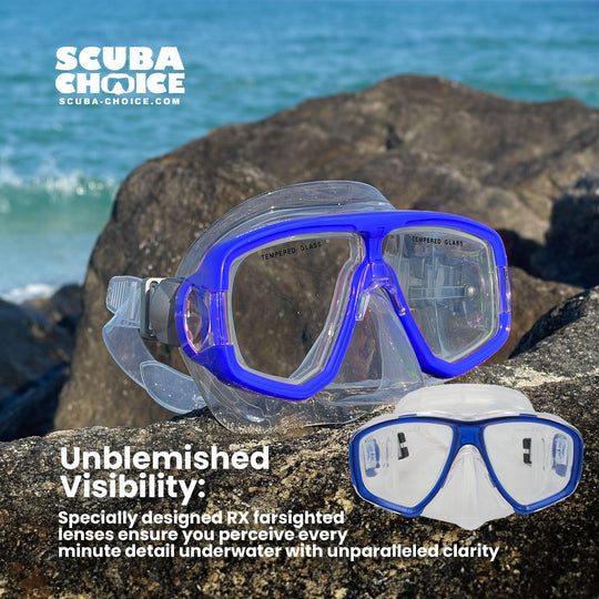 Palantic M36 Blue RX Farsighted Full Lenses Dive/Snorkeling Mask - Scuba Choice