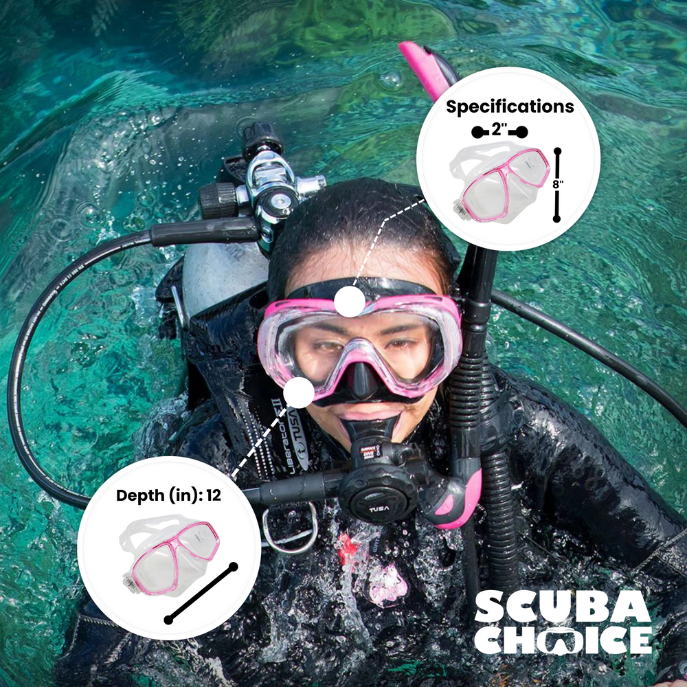 Palantic M36 Translucent Pink/Clear Silicone RX Farsighted Full Lenses Dive/Snorkeling Mask