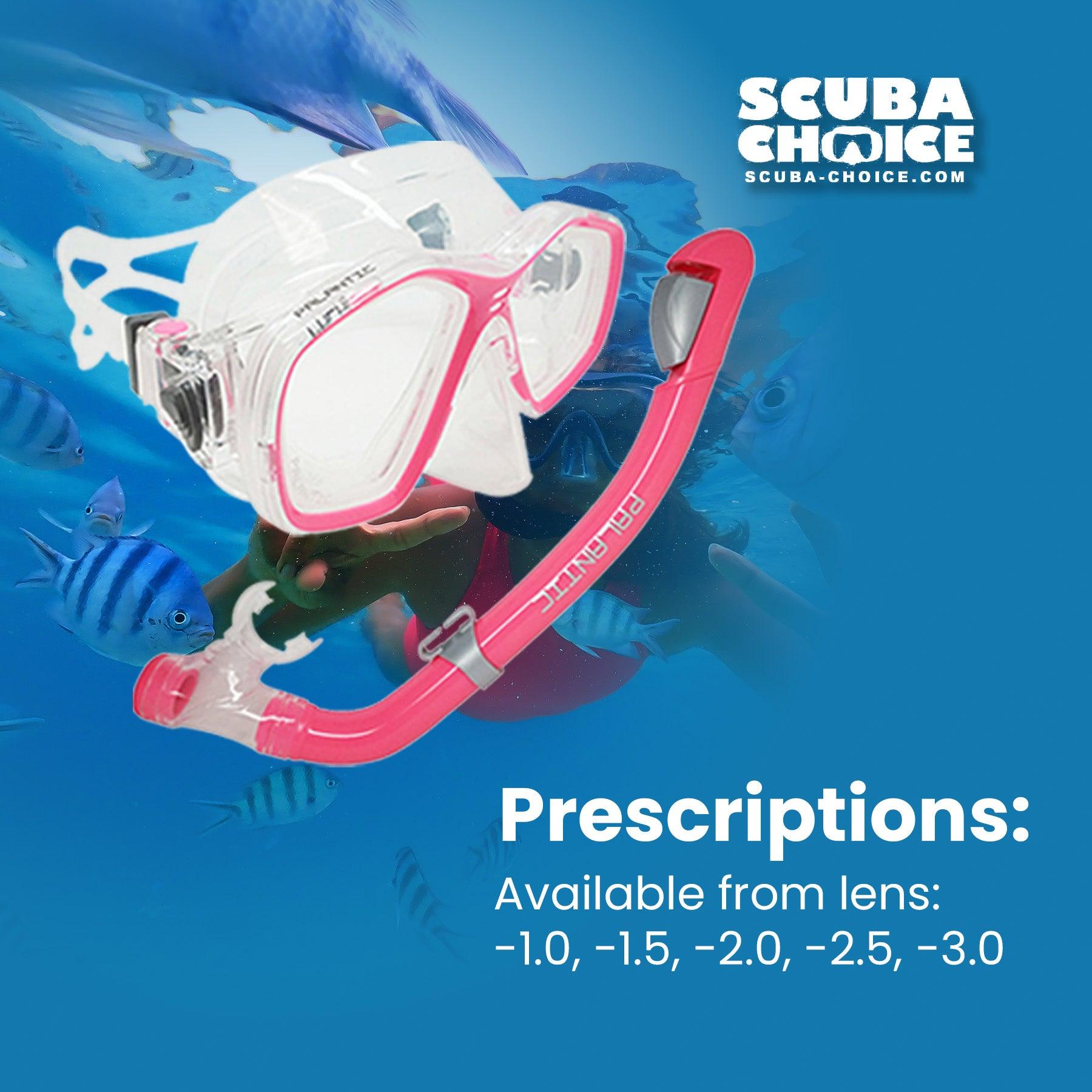 Palantic Pink Jr. Snorkeling Prescription Dive Mask & Dry Snorkel Combo - Scuba Choice