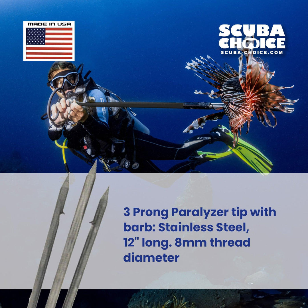 CARBON FIBER 7' Travel Spearfishing 3-Piece Pole Spear 3 Prong Paralyzer Tip - Scuba Choice