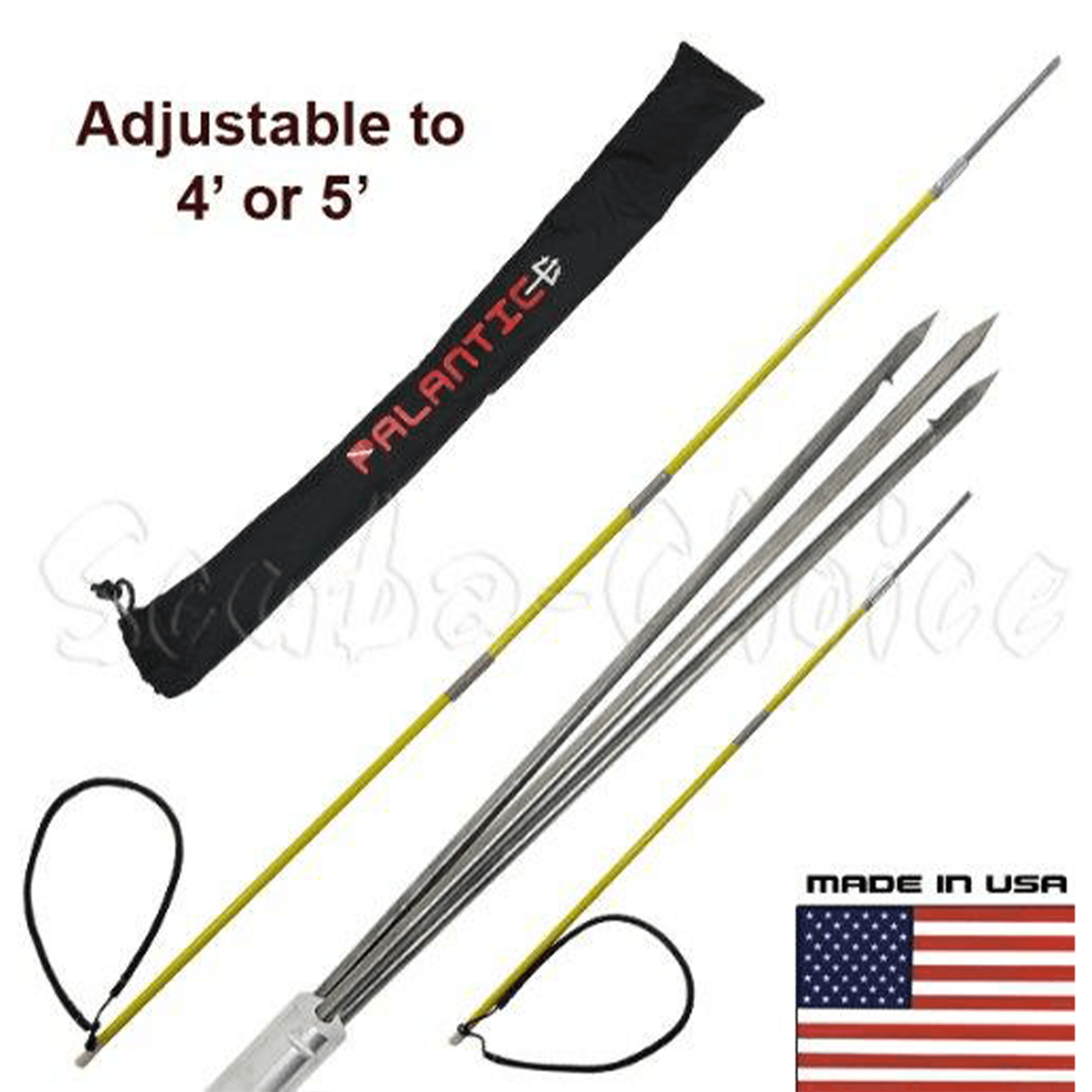 6' Travel Spearfishing 3Piece Pole Spear 3 Prong Paralyzer Adjustable to 4' & 5' - Scuba Choice