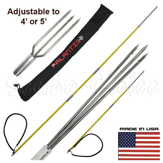 Spearfishing Travel Pole Spear Hawaiian Sling with 3 Prong & Lionfish Tips Set - Scuba Choice