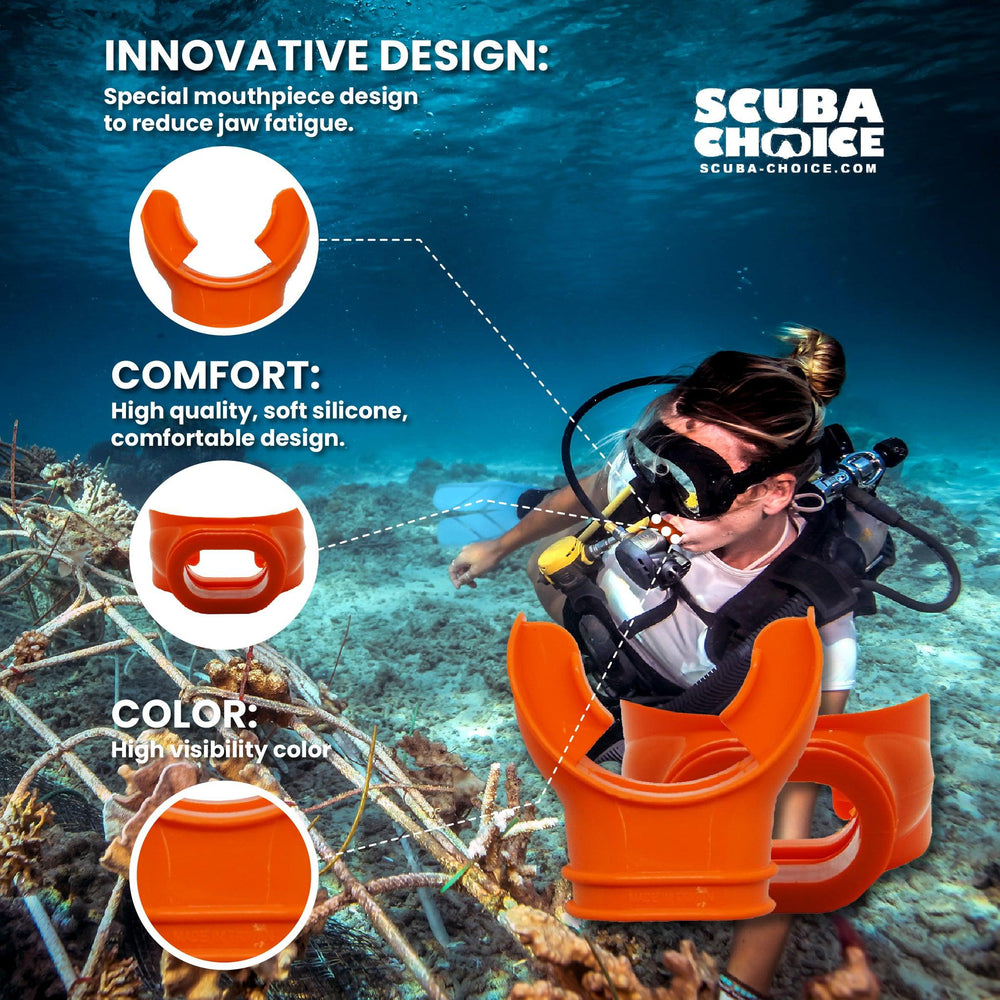 Scuba Choice Scuba Diving Orange Silicone Regulator Octopus Mouthpiece - Scuba Choice