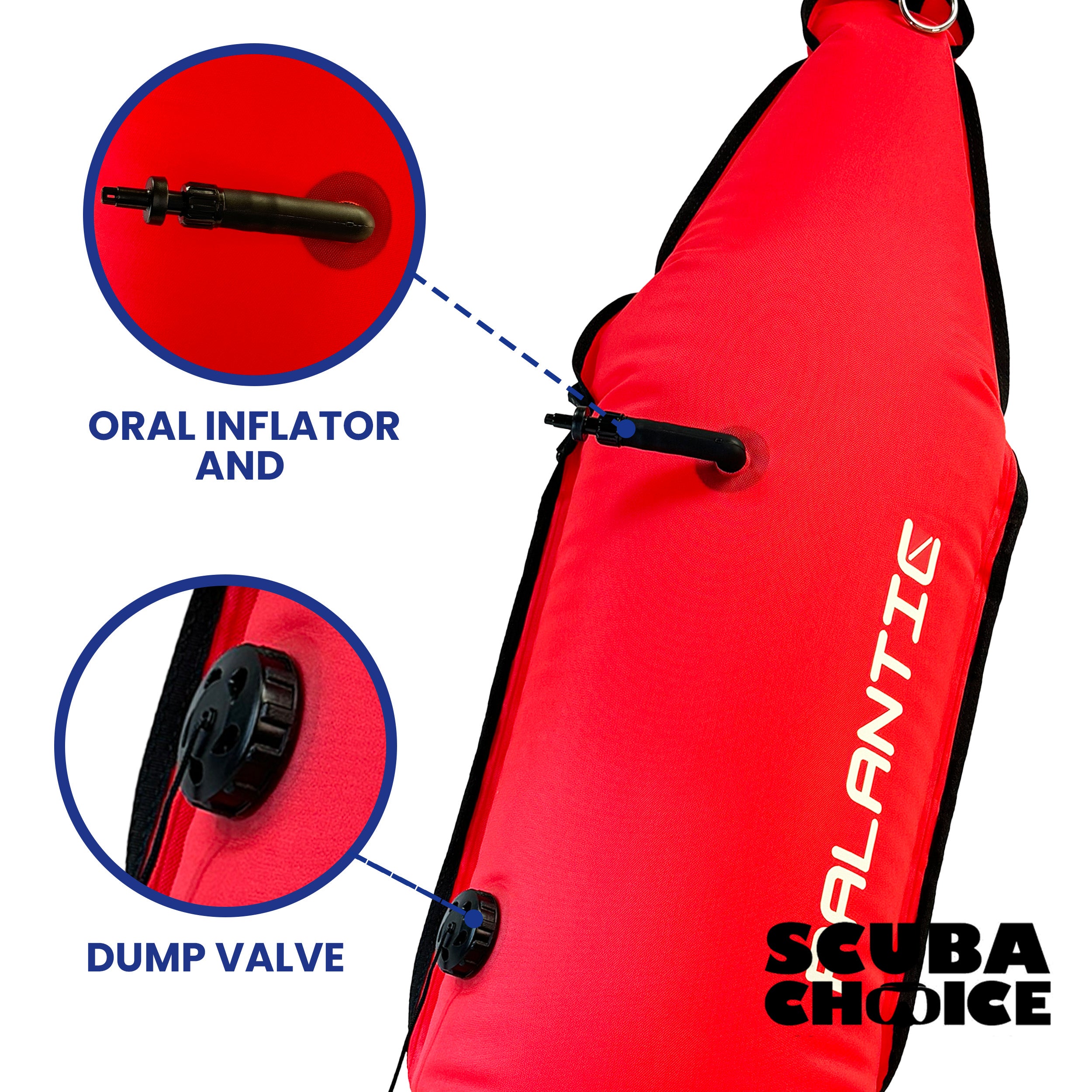 Palantic Spearfishing 420D Nylon Torpedo Buoy Float w/ Oral Inflator & Dive Flag