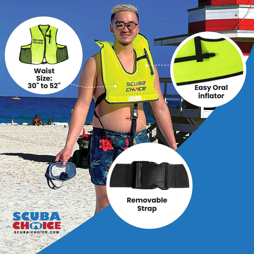 Scuba Choice Snorkeling Oral Inflatable Snorkel Jacket Vest with Pockets - Scuba Choice