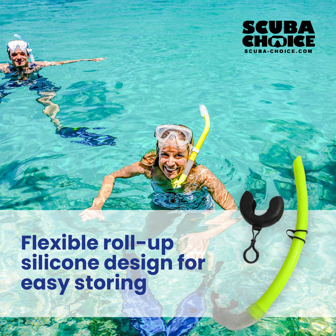 Scuba Choice Silicone Roll-up Nautilus Snorkel with Storage Container