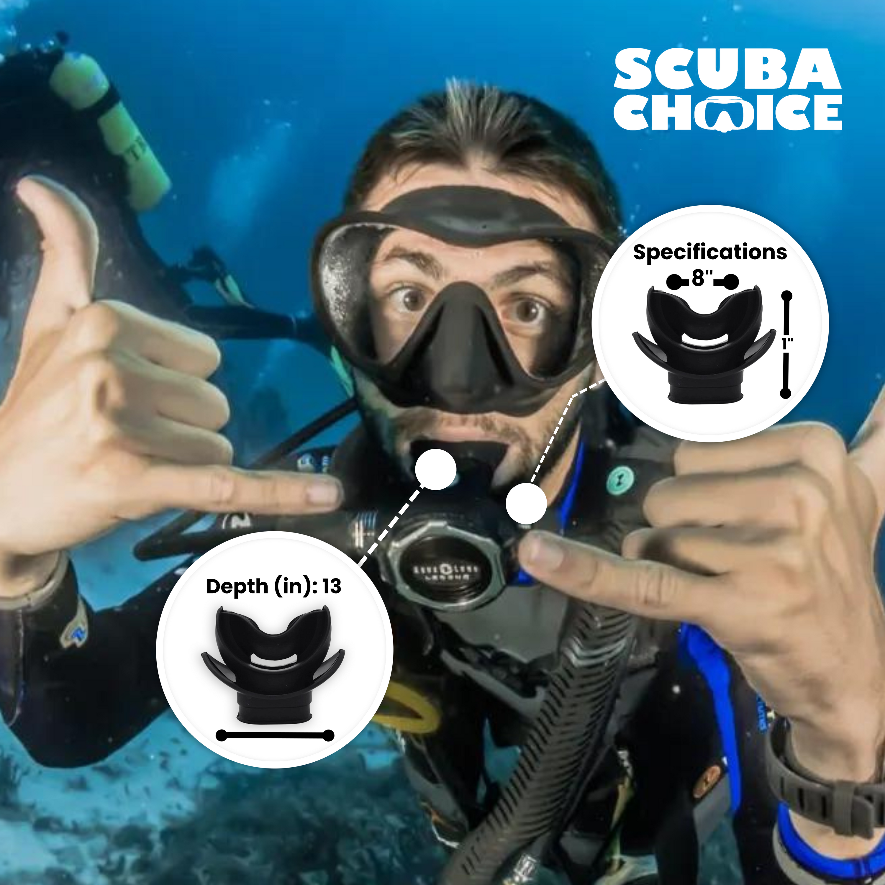 Scuba Choice Silicone Regulator Comfort Bite Mouthpiece with Lip Shield