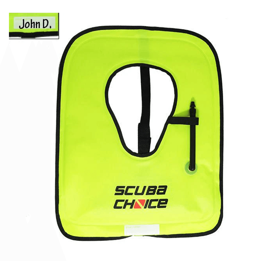 Scuba Choice Adult Neon Yellow Snorkel Vest with Name box, Large - Scuba Choice