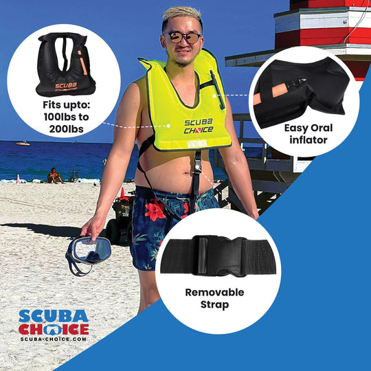 Scuba Choice Adult Black Snorkel Vest w/ Name Box, X-Large - Scuba Choice