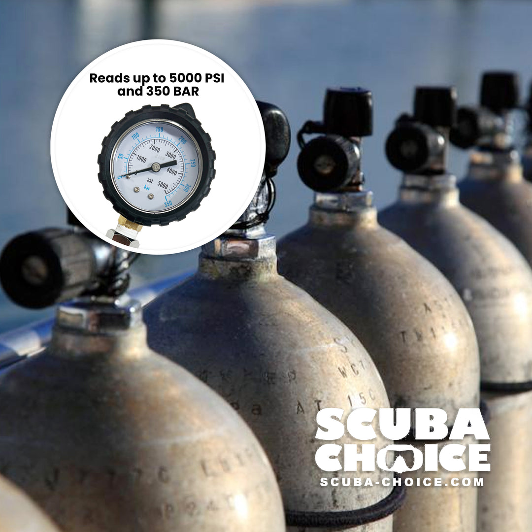 Scuba Choice Diving Dive Yoke Tank Pressure Checker 5000 PSI 350 BAR