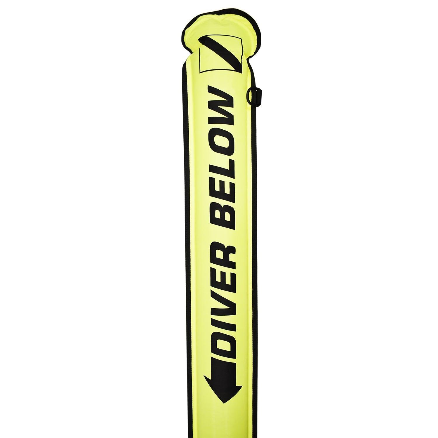 Scuba Diving 4.5ft Over Bottom Surface Marker w/ Open Pressure Valve, Yellow - Scuba Choice