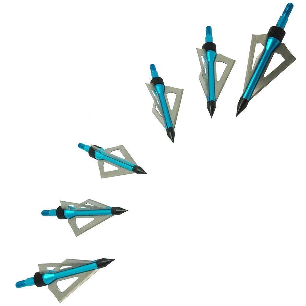 Safari Choice Crossbow 3 Fixed Blades Broadheads 100g, 6pc pack (Blue) - Scuba Choice