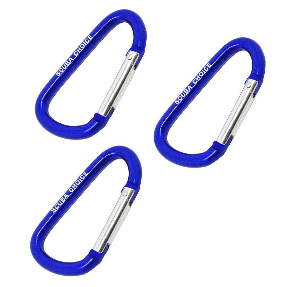 Boat Marine Clip Blue Aluminum Safety Spring Hook Carabiner 2-5/8", 3pc pack - Scuba Choice