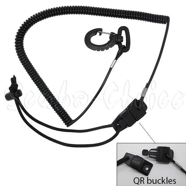 Surfing Surfboard SUP Coil Paddle Leash Cord w/ Quick Release Buckles & Clips - Scuba Choice
