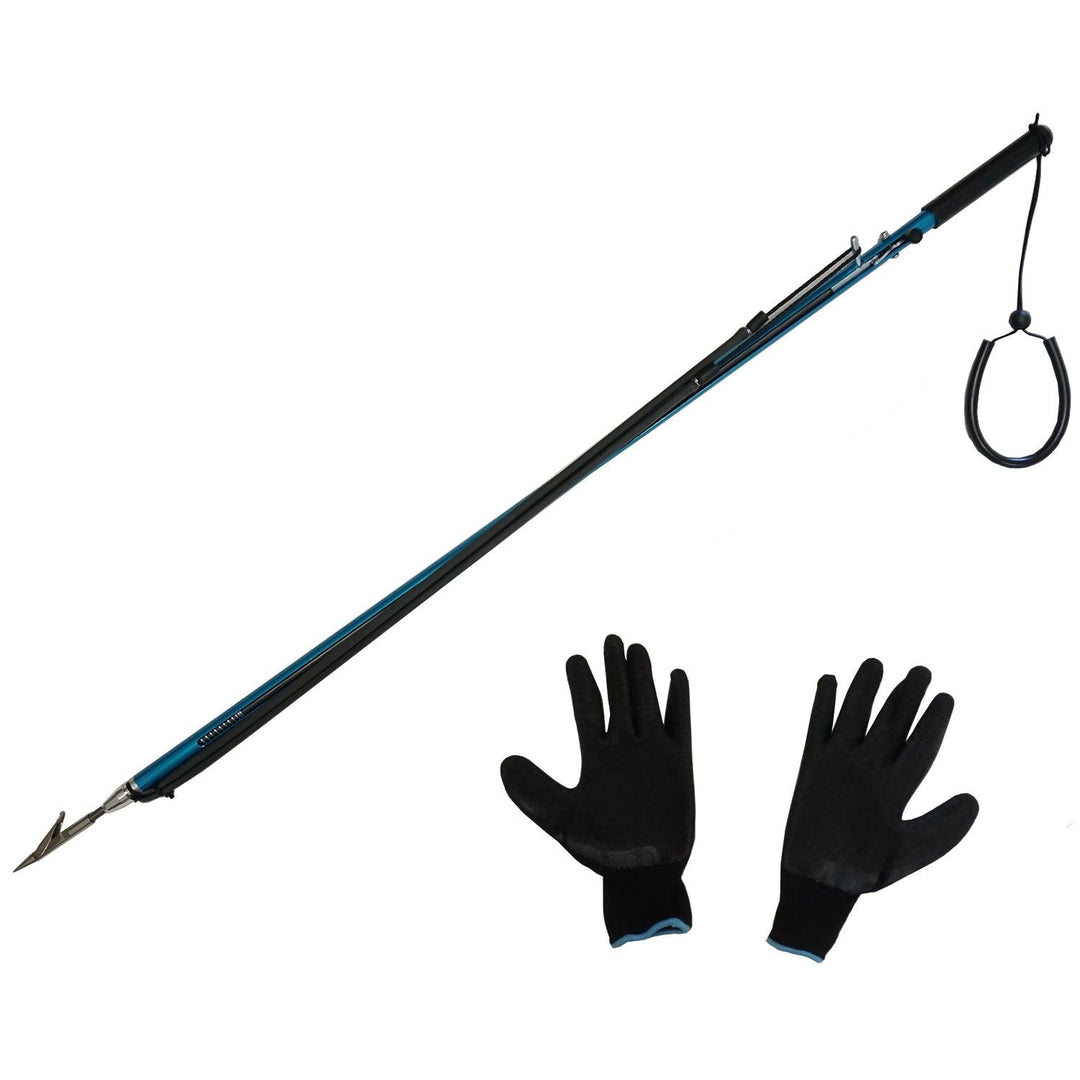 Palantic Spearfishing 104cm Blue Aluminum Safety Speargun Harpoon with Gloves - Scuba Choice
