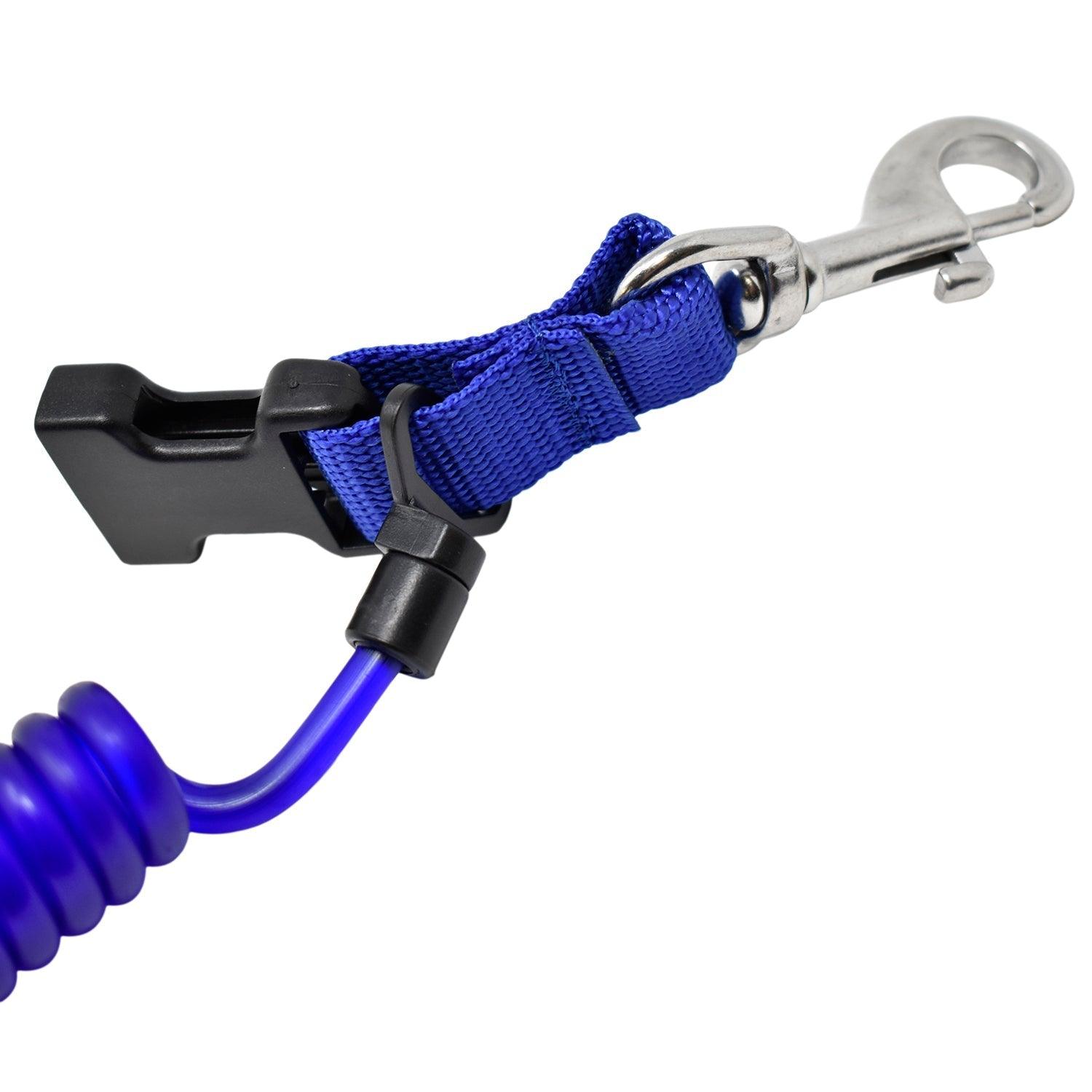 Scuba Choice Shark Coil Lanyard with 1 Steel Snap and Quick Release Buckles, Blue - Scuba Choice