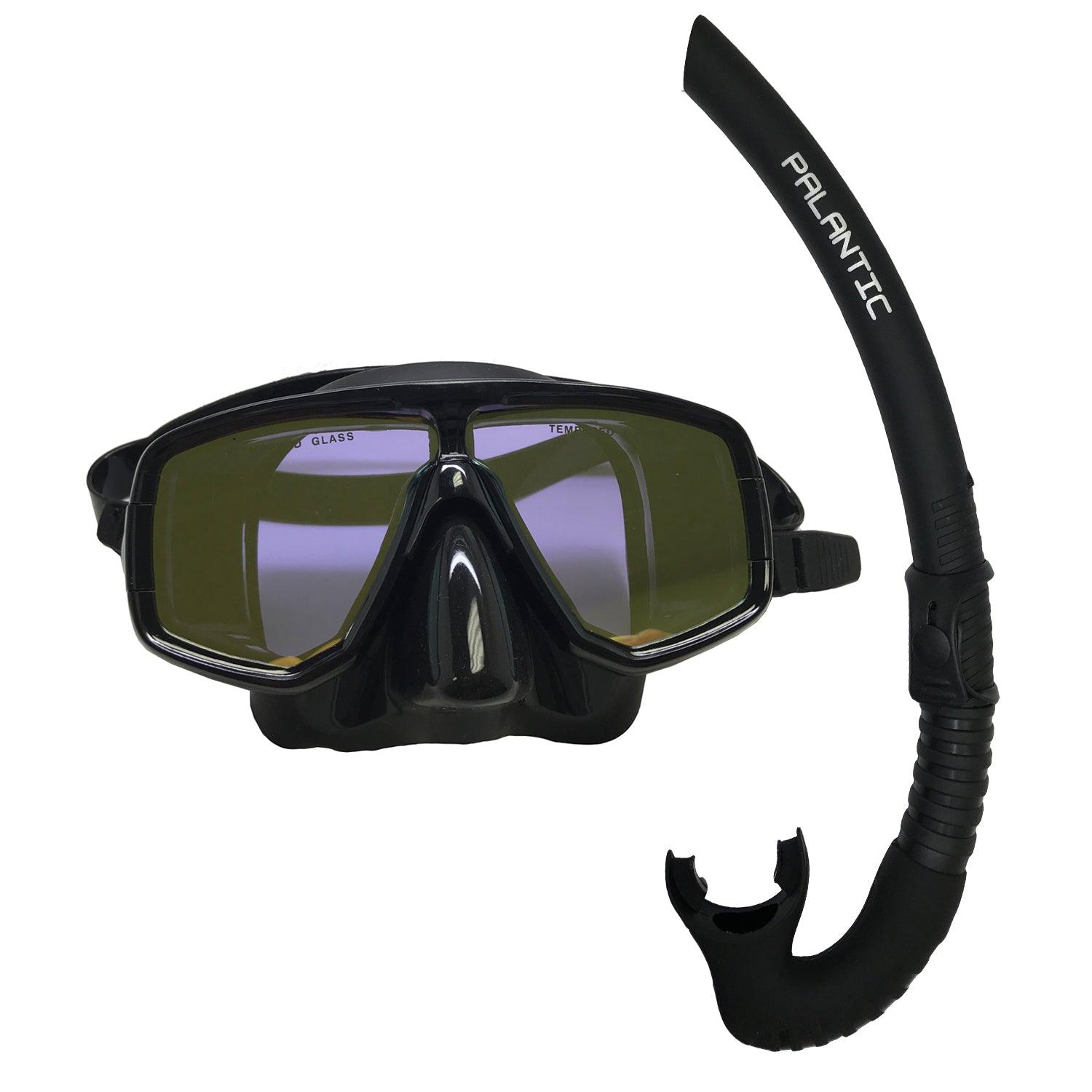 Scuba Choice Dive Mask With Yellow Mirror Coated Lense + Black Snorkel Combo - Scuba Choice