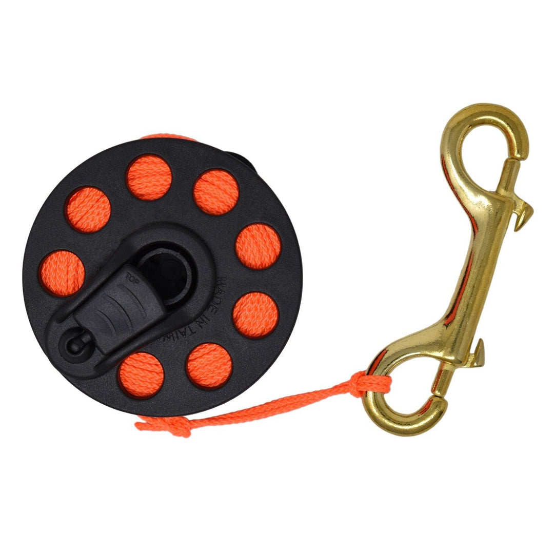 Scuba Diving Compact Finger Spool with Plastic Handle 65ft - Orange Line - Scuba Choice