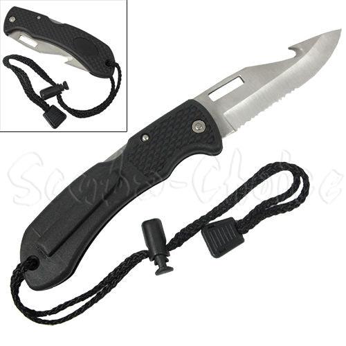 Scuba Foldable Low Volume Black Stainless Steel Point Tip BCD Knife - Scuba Choice