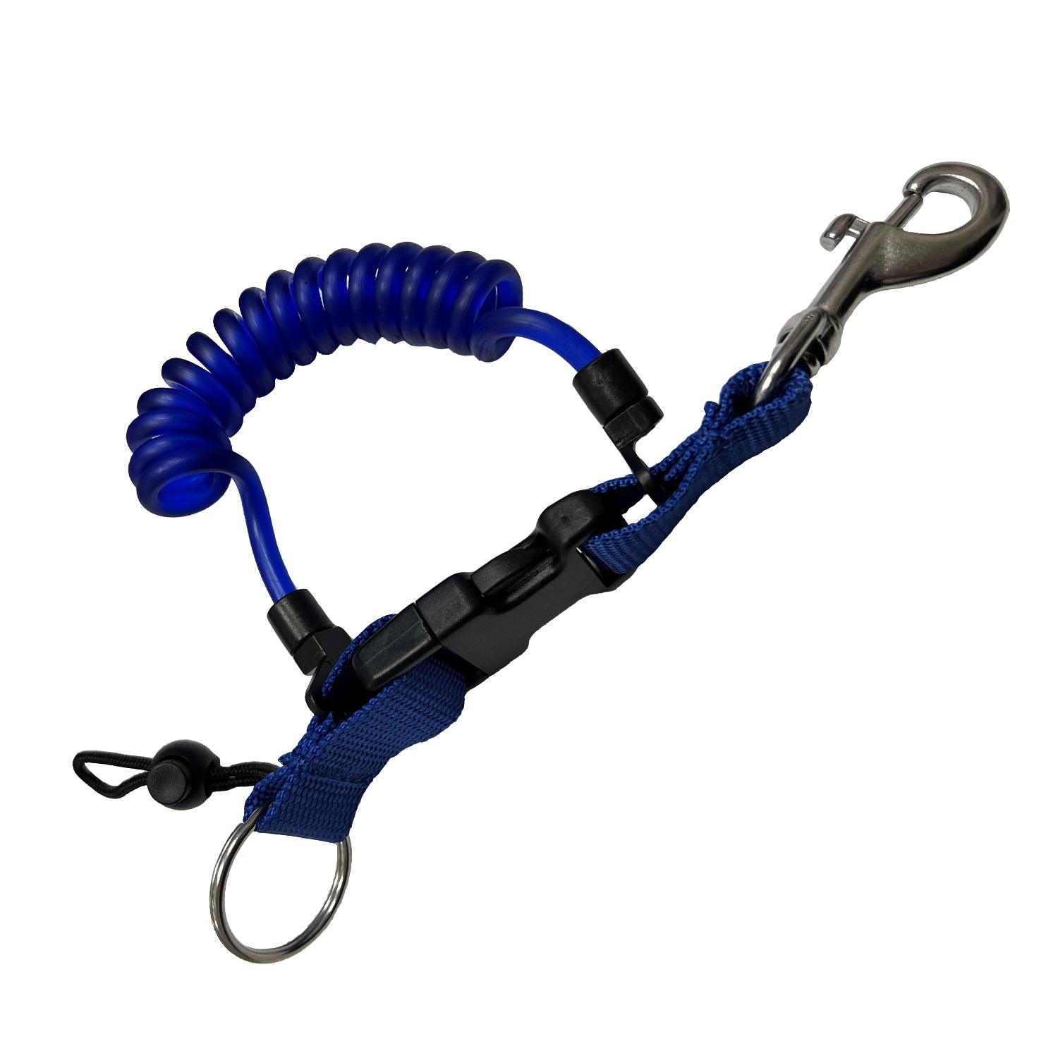 Scuba Choice Shark Coil Lanyard with 1 Steel Snap and Quick Release Buckles, Blue - Scuba Choice