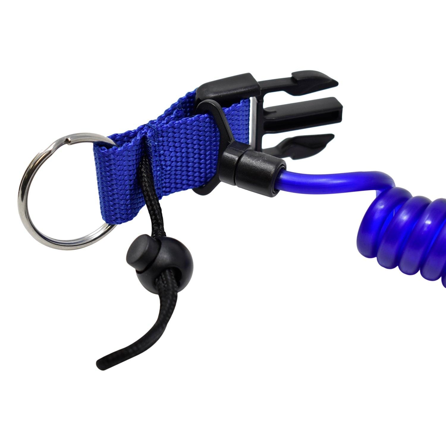 Scuba Choice Shark Coil Lanyard with 1 Steel Snap and Quick Release Buckles, Blue - Scuba Choice