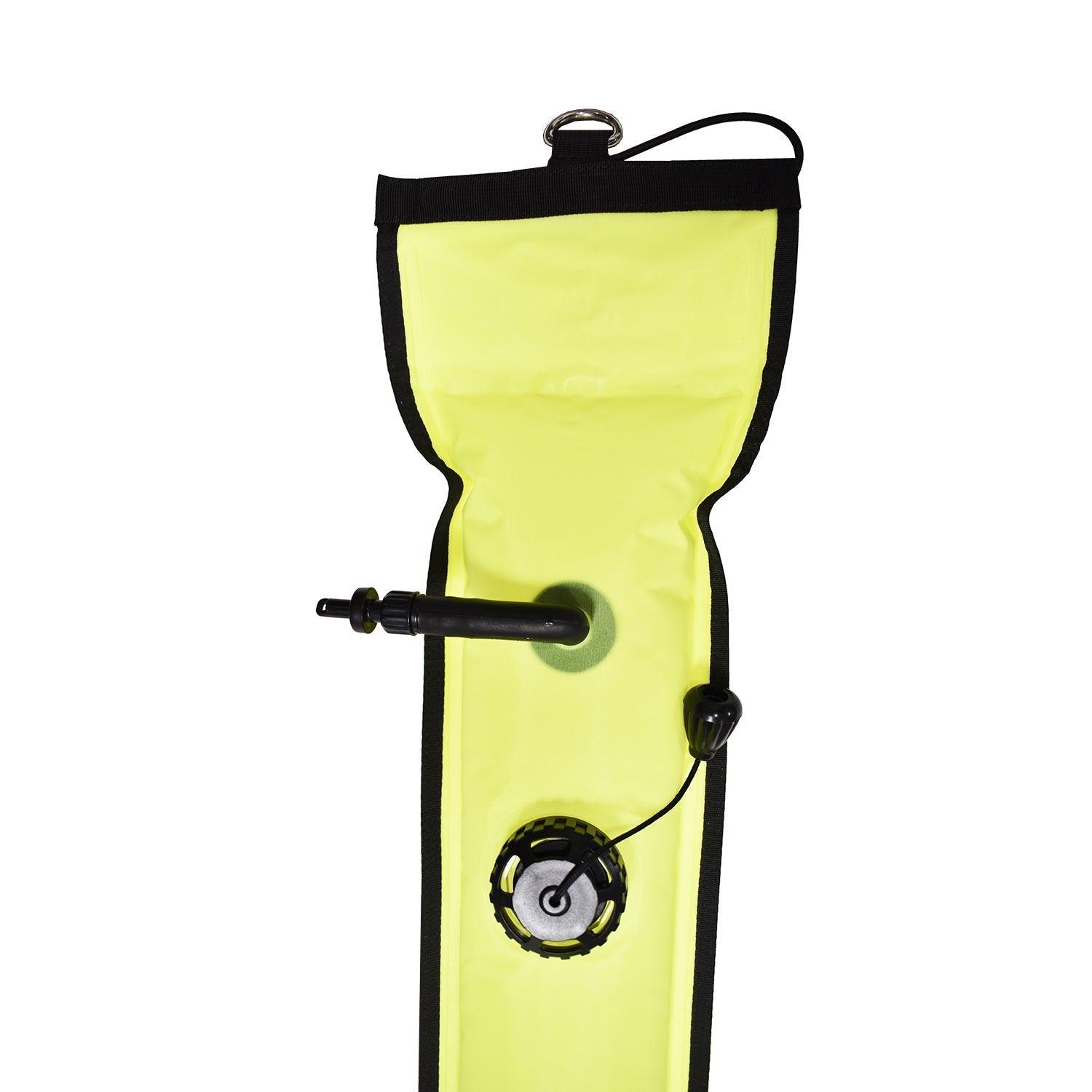 Scuba Diving 4.5ft Over Bottom Surface Marker w/ Open Pressure Valve, Yellow - Scuba Choice