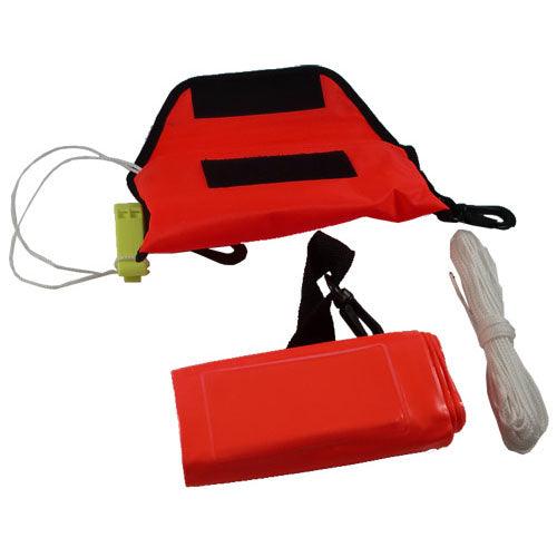 Scuba Diving 4ft Surface Marker Signal Tube with Pouch, Whistle & 36' String - Scuba Choice