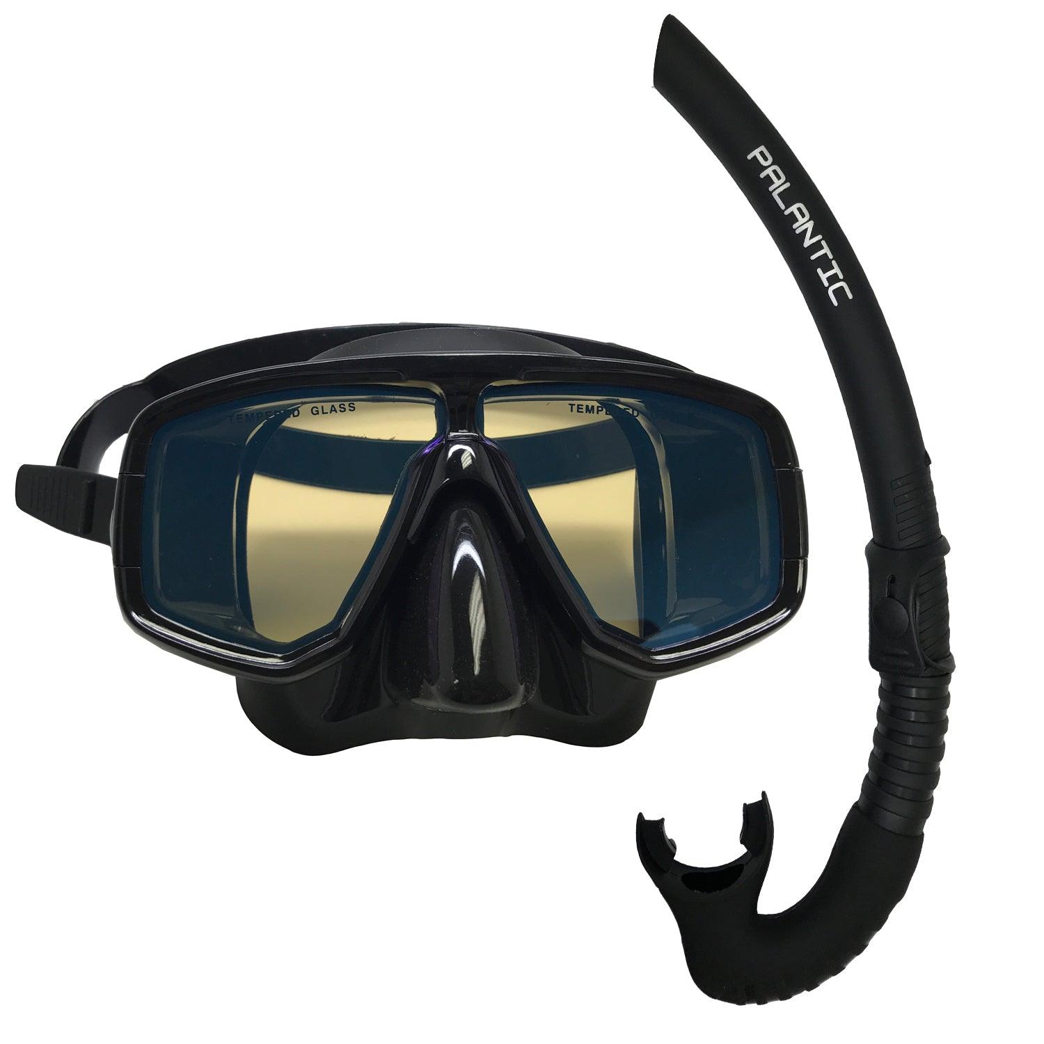 Scuba Choice Dive Mask With Blue Mirror Coated Lense + Black Snorkel Combo - Scuba Choice