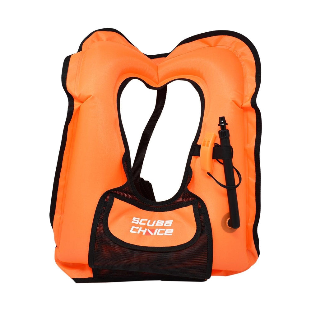Scuba Choice Adult Orange Snorkel Vest With Front Pocket & Whistle - Scuba Choice