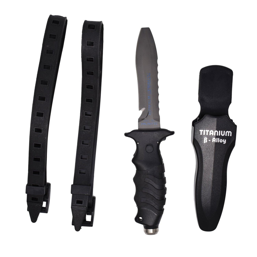 Palantic BETA Titanium 5" Blade Heavy Duty Blunt Tip Dive Knife w/Straps - Scuba Choice