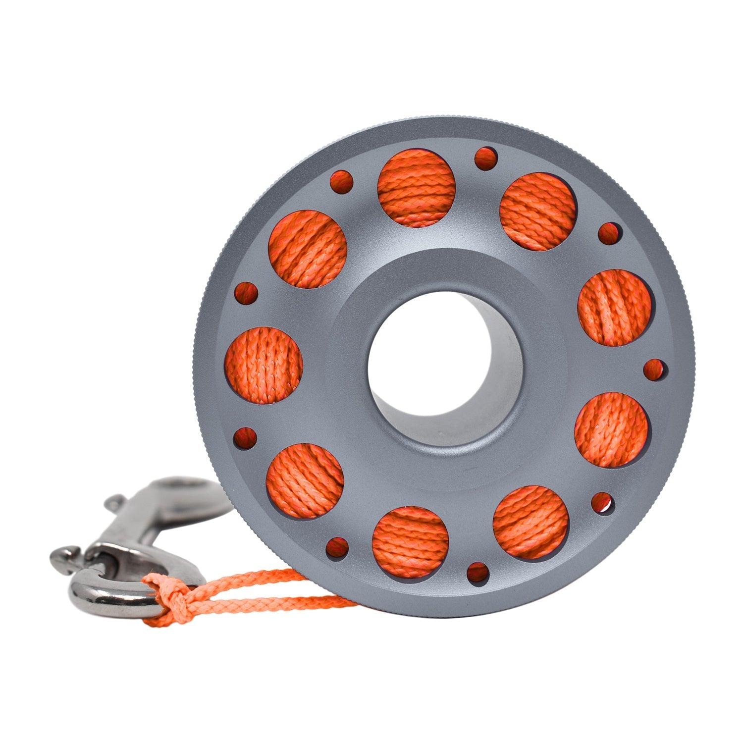 Aluminum Finger Spool 100ft Dive Reel w/ Retractable Holder - Scuba Choice