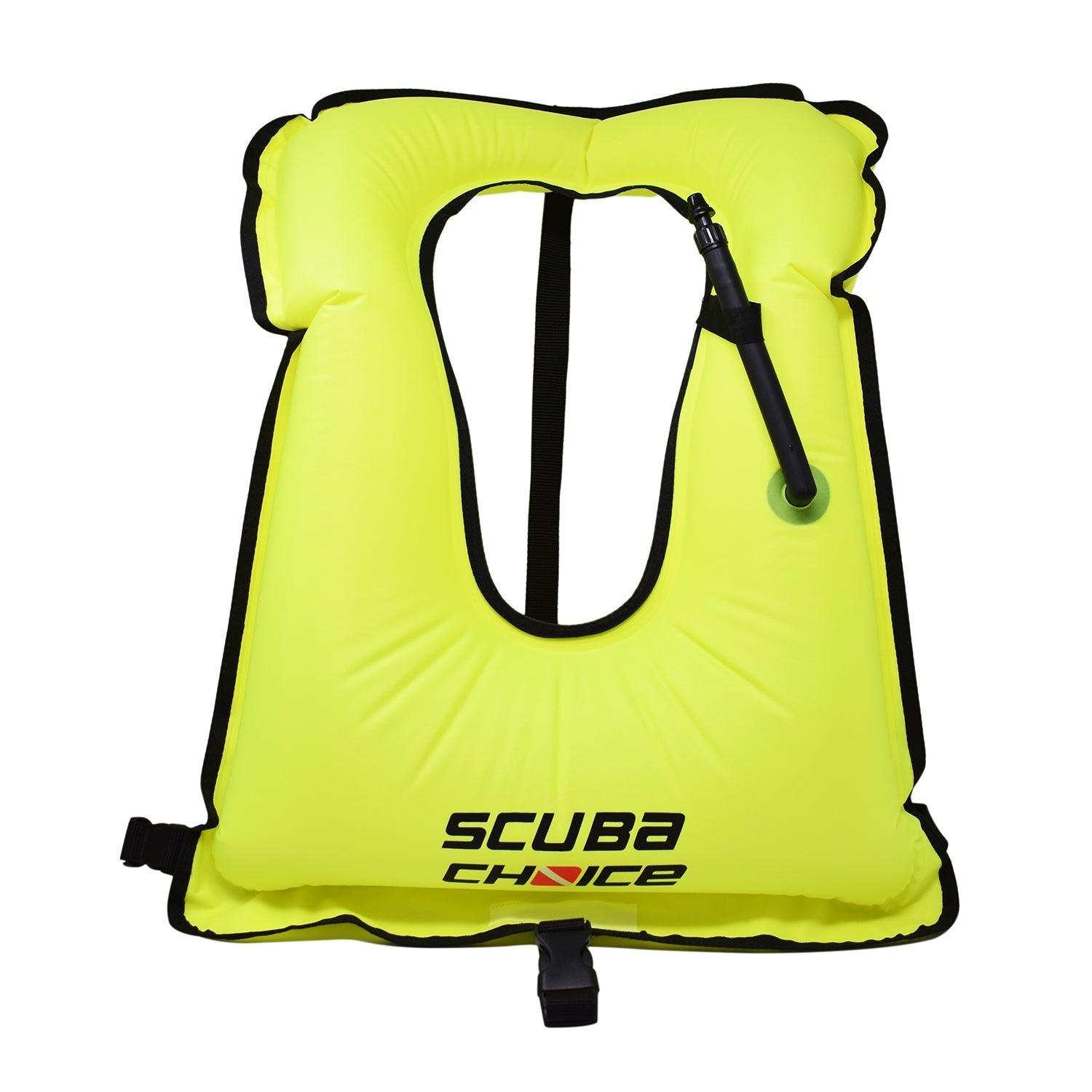 Scuba Choice Adult Neon Yellow Snorkel Vest with Name box, X-Large - Scuba Choice