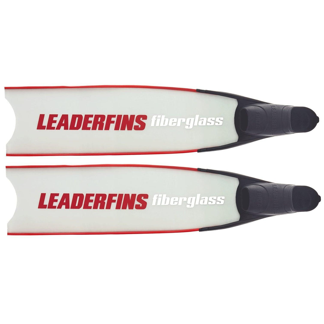 Leaderfins Fiberglass Full Foot Free-diving Fins, Black/Red, Ice(39-40) - Scuba Choice