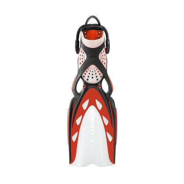 Mares X-Stream Open Heel Fins with Bungee Straps, Black/Red - Scuba Choice