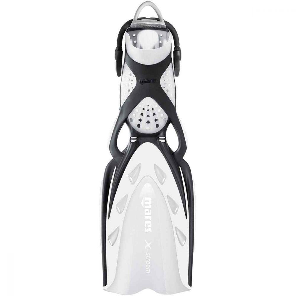 Mares X-Stream Open Heel Fins with Bungee Straps, Black/White - Scuba Choice