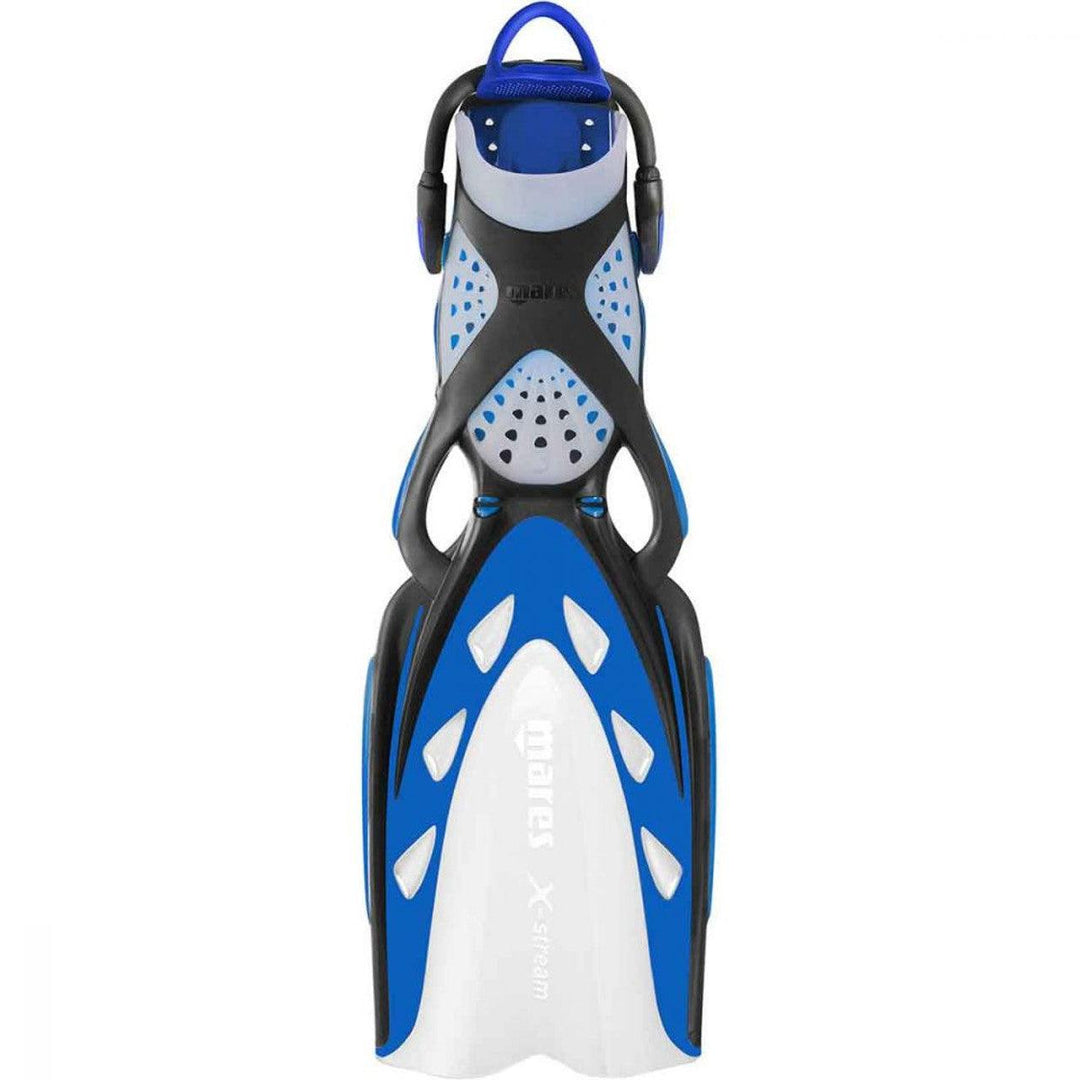 Mares X-Stream Open Heel Fins with Bungee Straps, Black/Blue - Scuba Choice