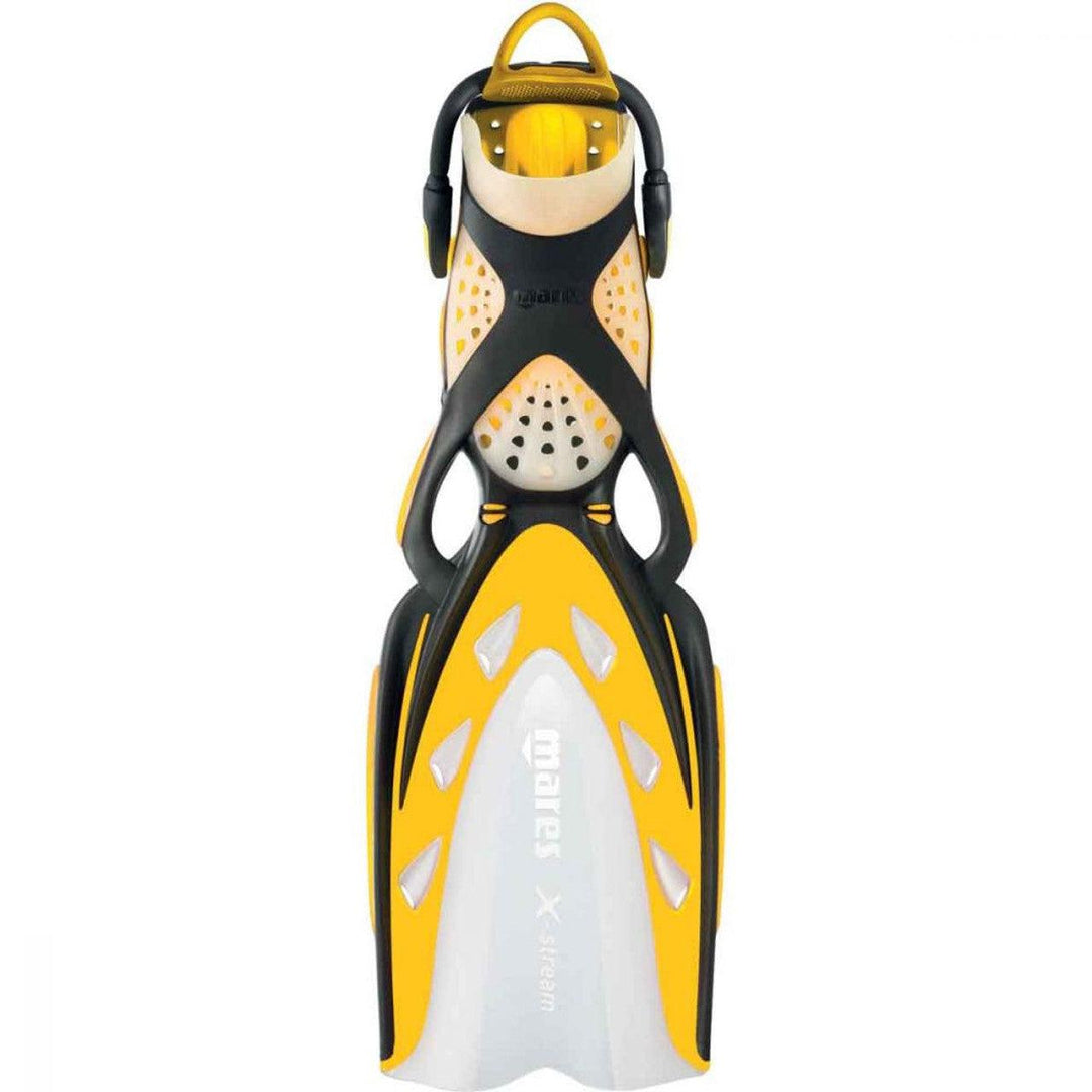 Mares X-Stream Open Heel Fins with Bungee Straps, Black/Yellow - Scuba Choice