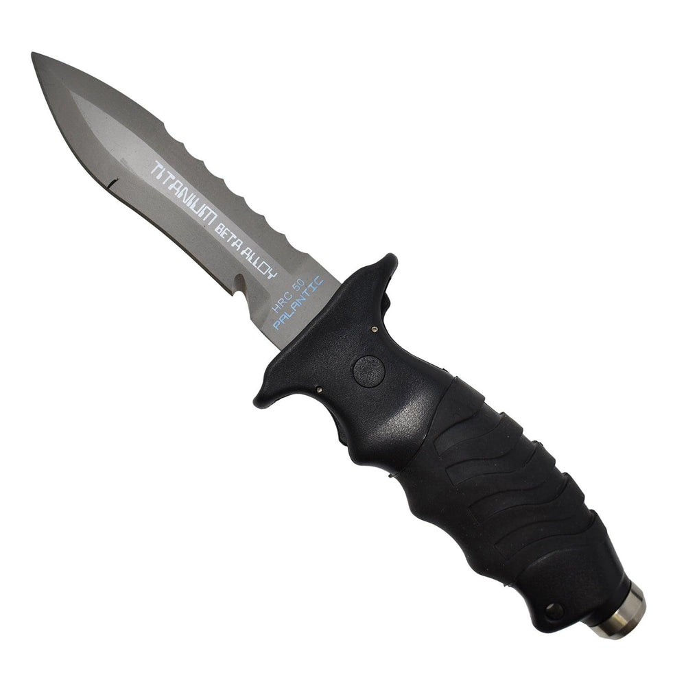 Palantic BETA Titanium 5" Blade Heavy Duty Point Tip Dive Knife w/Straps - Scuba Choice