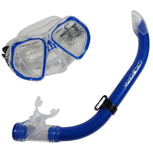Scuba Comocean Youth Kids Blue Silicone Snorkeling Mask & Snorkel Set Combo - Scuba Choice
