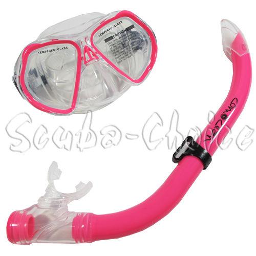 Scuba Comocean Youth Kids Pink Silicone Snorkeling Mask & Snorkel Set Combo - Scuba Choice