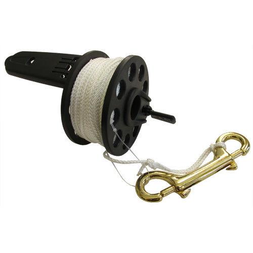 Scuba Diving Dive Compact Finger Spool Reel w/ Plastic Handle 150ft- White Line - Scuba Choice