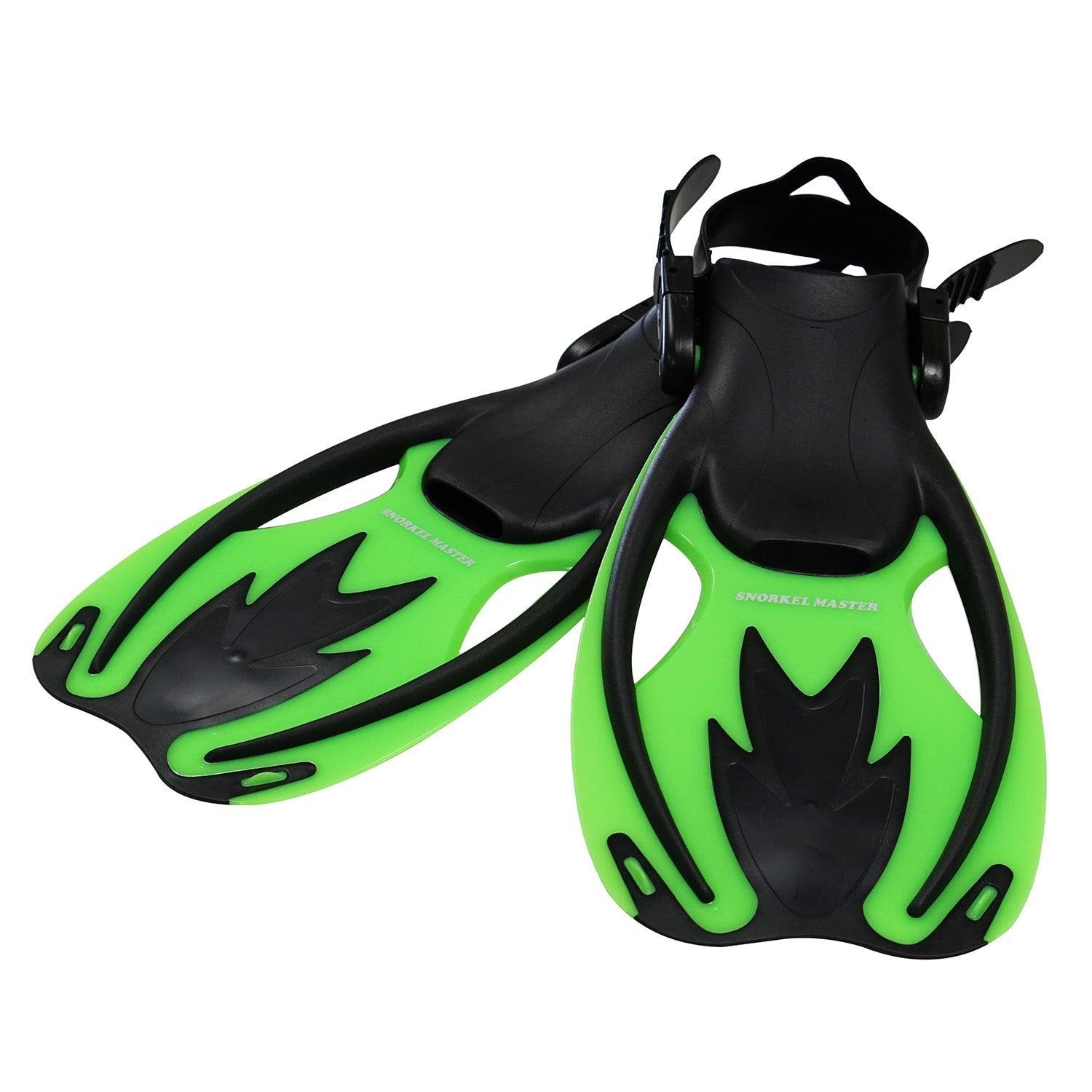 Snorkel Master Kids Green/Black Swimming Snorkeling Fins - Scuba Choice