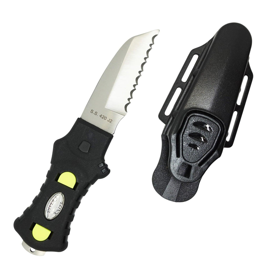 Scuba Diving Compact Black Stainless Steel Tanto Tip BCD Dive Knife - Scuba Choice