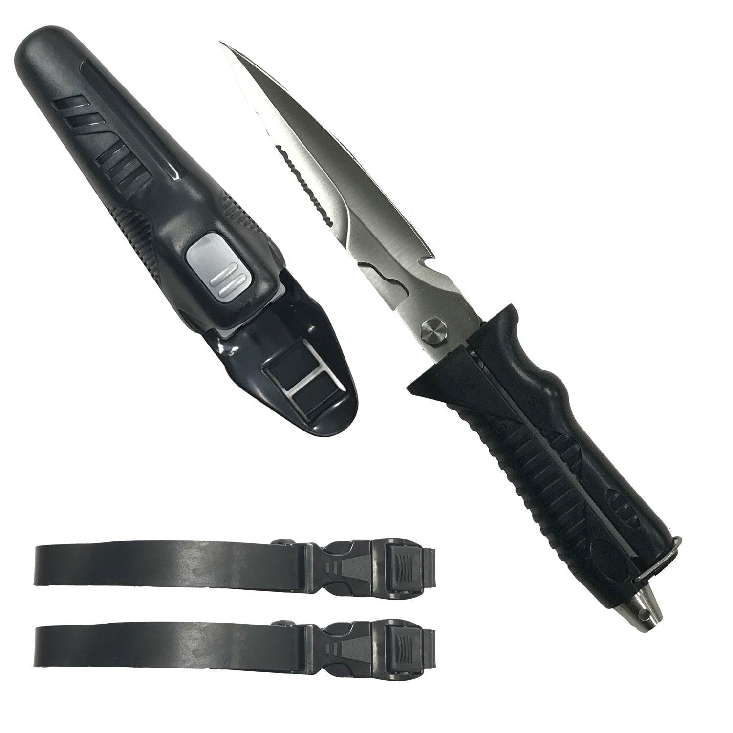 Scuba Choice 2 in 1 Dive Knife and Scissor with Sheath & Straps - Scuba Choice