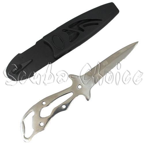 Scuba Diving 8" Spearfishing Low Volume Stainless Steel Knife w/ 2 Straps - Scuba Choice