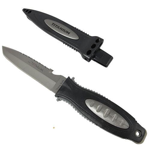 Scuba Diving Boating 10.5" Titanium Point-Tip Dive Knife w/ 2 Knife Straps - Scuba Choice