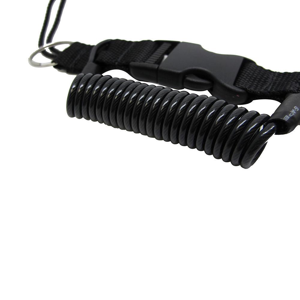 Scuba Diving Dive Black Snappy Coil Camera Lanyard Clip & QB Buckles, 1.3M Coil - Scuba Choice