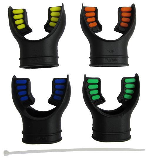 Scuba Diving Black Silicone Octopus Snorkel Mouthpiece Color Tab & Regulator Tie - Scuba Choice